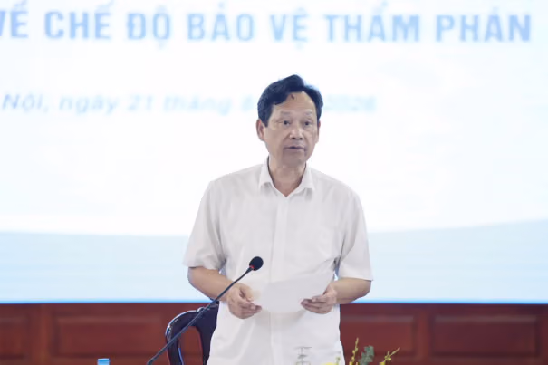 Đồng chí Nguyễn Văn Tiến, Phó Chánh án Tòa án nhân dân tối cao phát biểu khai mạc. (Nguồn: Toaan.gov.vn)